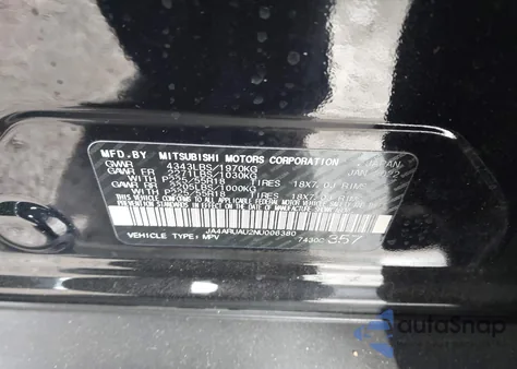 2022 Mitsubishi Outlander Sport 2.0 Es Awc z USA, uszkodzony, nr VIN JA4ARUAU2NU006380